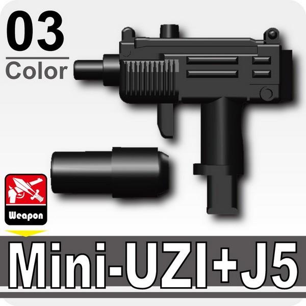 Minifig Cat Mini-Uzi Submachine Gun with detachable Silencer
