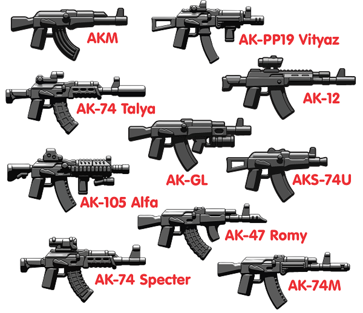 BrickArms Modern Combat AKtion Weapons Pack